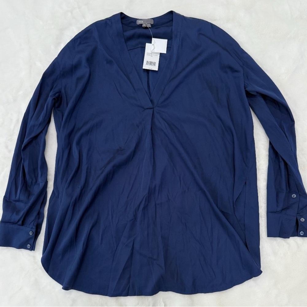 Vince Navy Blue Silk Women's Top NWT